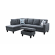 Starhome L Shaped Dark Gray Couch with Ottoman(Pillows Included) Microfiber