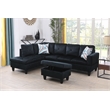 Starhome L Shaped Black Couch with Ottoman(Pillows Included) Microfiber
