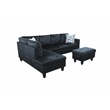 Starhome L Shaped Black Couch with Ottoman(Pillows Included) Microfiber