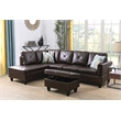 Starhome L Shaped Brown Couch with Ottoman(Pillows Included) Microfiber