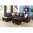 Starhome L Shaped Brown Couch with Ottoman(Pillows Included) Microfiber