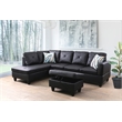 Starhome L Shaped Black Couch with Ottoman(Pillows Included) Microfiber
