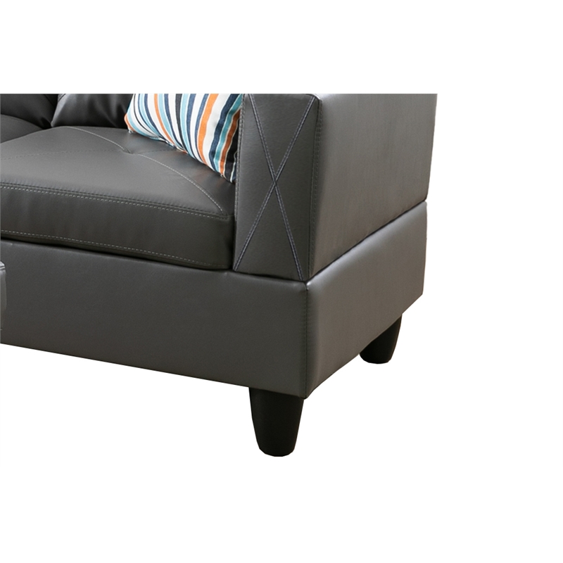 Starhome L Shaped Gray Couch with Ottoman(Pillows Included) Microfiber