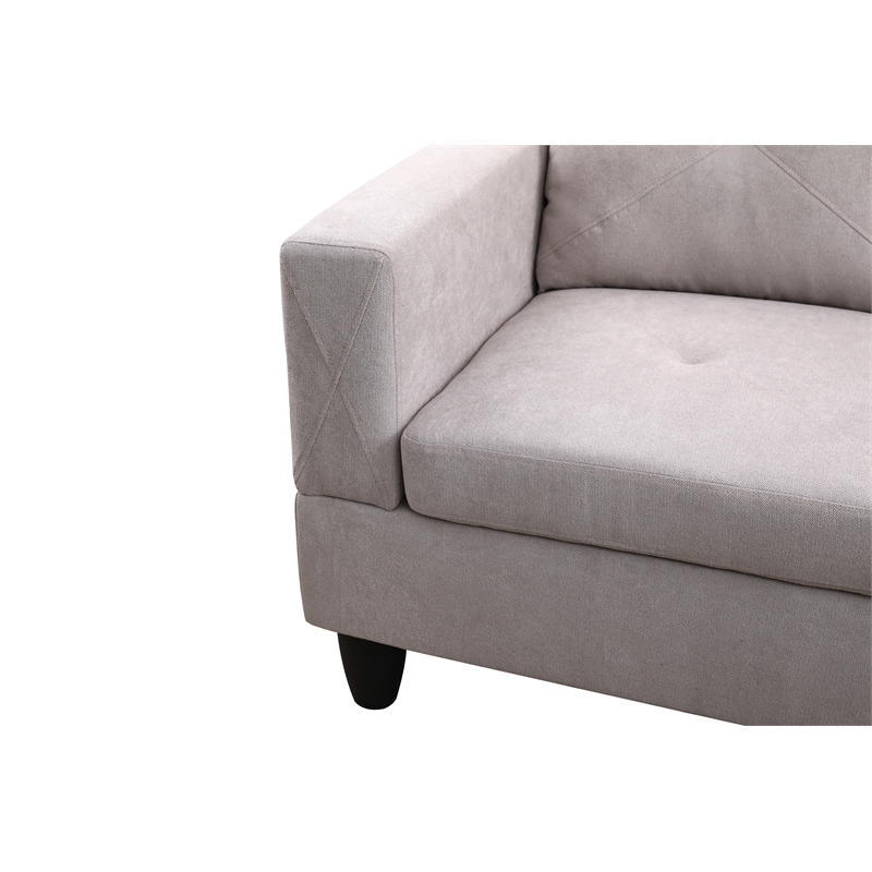 Starhome L Shaped Gray Couch with Storage Ottoman(Pillows Included) Microfiber