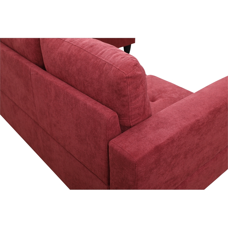 Starhome L Shaped Red Couch with Storage Ottoman(Pillows Included) Microfiber