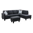 Starhome L Shaped Black Gray Couch with Ottoman(Pillows Included) Microfiber