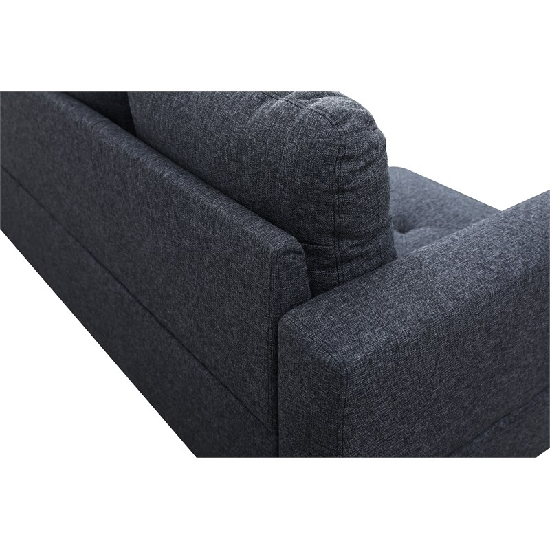 Starhome L Shaped Black Gray Couch with Ottoman(Pillows Included) Microfiber