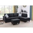 Starhome L Shaped Black Gray Couch with Ottoman(Pillows Included) Microfiber