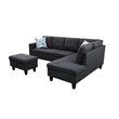 Starhome L Shaped Black Gray Couch with Ottoman(Pillows Included) Microfiber