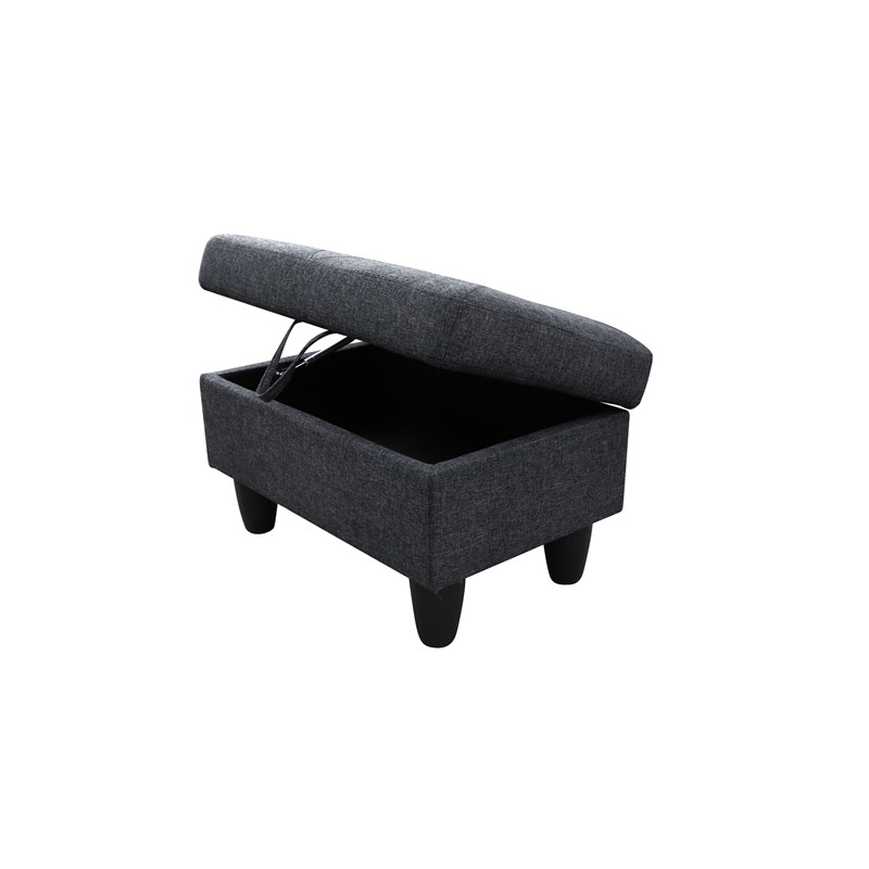 Starhome L Shaped Black Gray Couch with Ottoman(Pillows Included) Microfiber