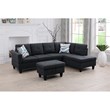 Starhome L Shaped Black Gray Couch with Ottoman(Pillows Included) Microfiber