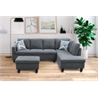 Starhome L Shaped Dark Gray Couch with Ottoman(Pillows Included) Microfiber