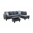 Starhome L Shaped Dark Gray Couch with Ottoman(Pillows Included) Microfiber