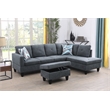 Starhome L Shaped Dark Gray Couch with Ottoman(Pillows Included) Microfiber