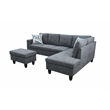 Starhome L Shaped Dark Gray Couch with Ottoman(Pillows Included) Microfiber