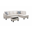 Starhome L Shaped White Couch with Ottoman(Pillows Included) Microfiber