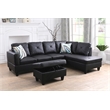 Starhome L Shaped Black Couch with Ottoman(Pillows Included) Microfiber