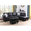 Starhome L Shaped Black Couch with Ottoman(Pillows Included) Microfiber