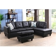 Starhome L Shaped Black Couch with Ottoman(Pillows Included) Microfiber