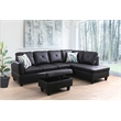 Starhome L Shaped Black Couch with Ottoman(Pillows Included) Microfiber