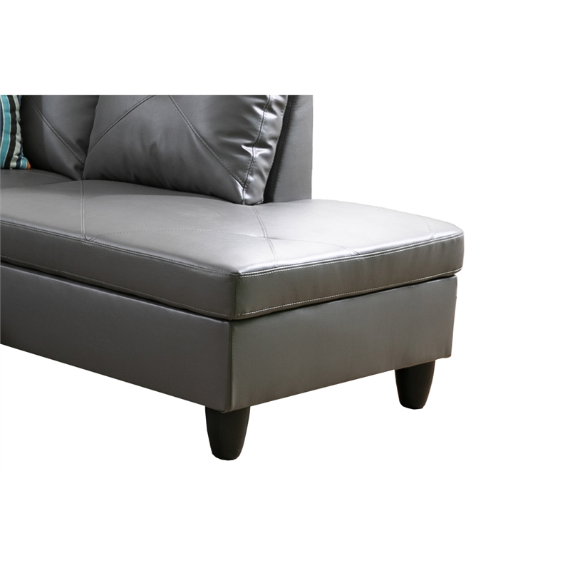 Starhome L Shaped Gray Couch with Ottoman(Pillows Included) Microfiber