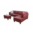 Starhome L Shaped Red Couch with Storage Ottoman(Pillows Included) Microfiber