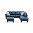 Starhome L Shaped Denim Couch with Storage Ottoman(Pillows Included) Microfiber
