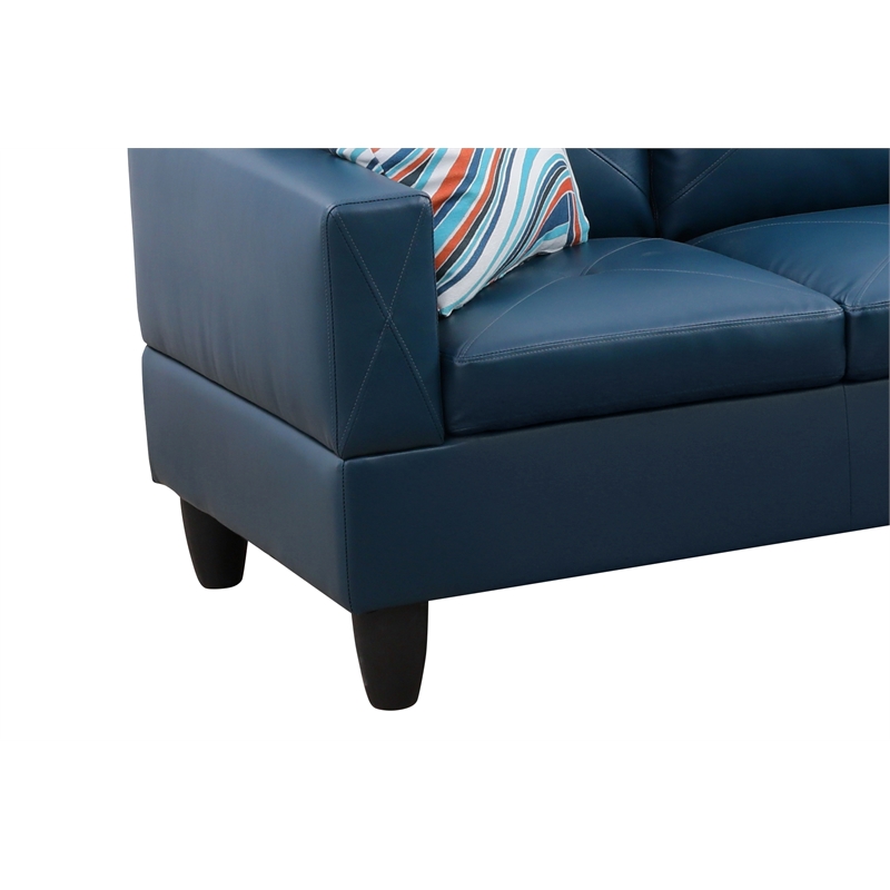 Starhome L Shaped Denim Couch with Storage Ottoman(Pillows Included) Microfiber