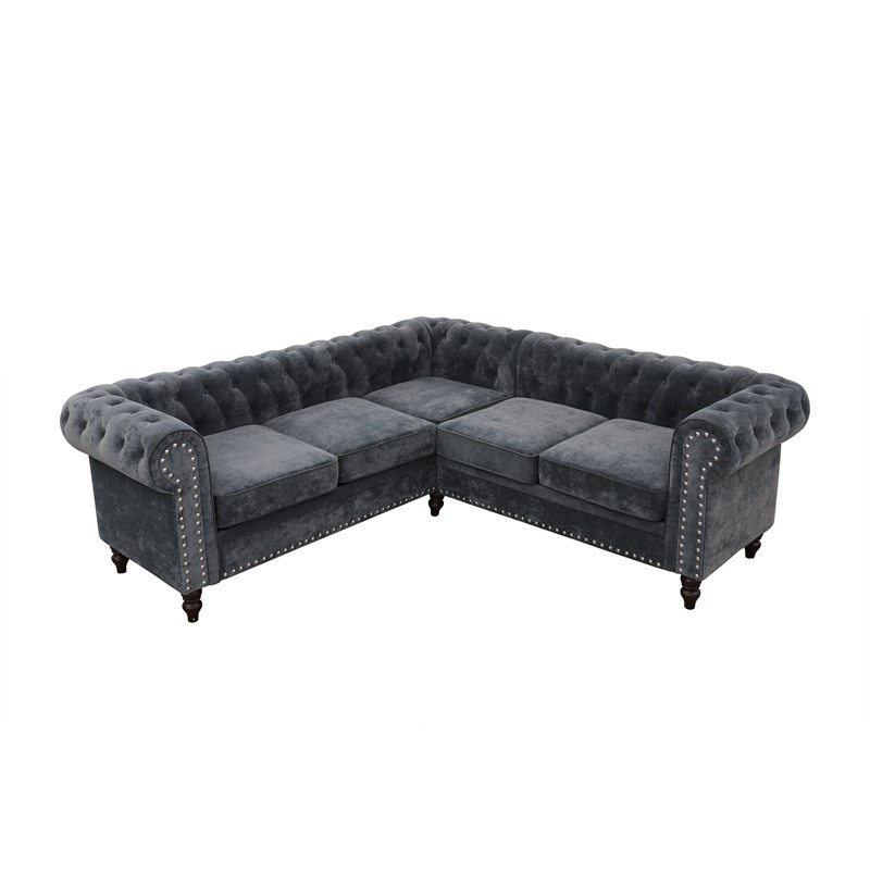 StarHome 2 Piece Microfiber Living Room sofa Set In Gray