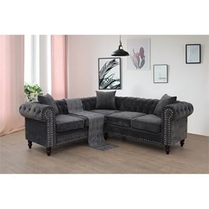 StarHome 2 Piece Microfiber Living Room sofa Set In Gray