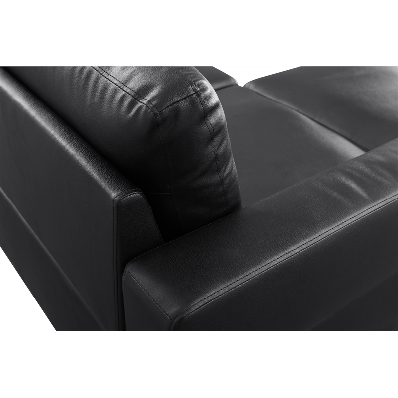Starhome L Shaped Black Faux Leather 2-Piece Couch Living Room Sofa Set