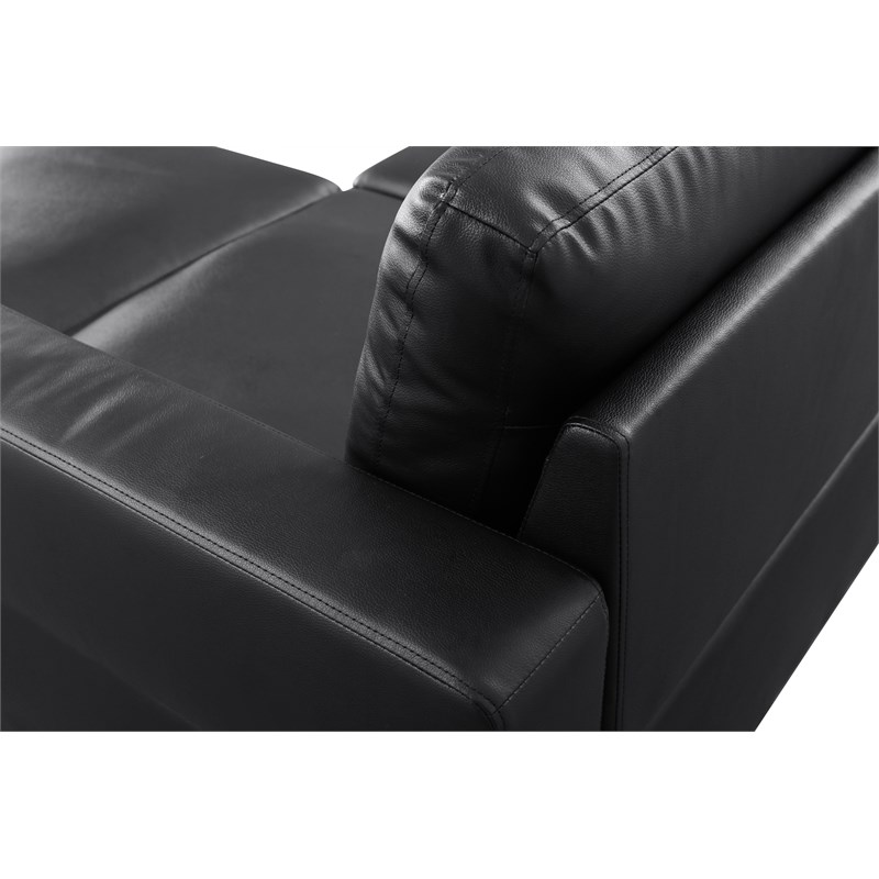 Starhome L Shaped Black Faux Leather 2-Piece Couch Living Room Sofa Set