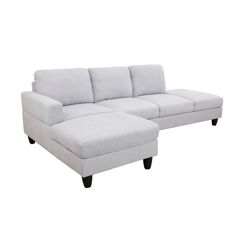 Starhome L Shaped Gray linen fabric 2-Piece Couch Living Room Sofa Set