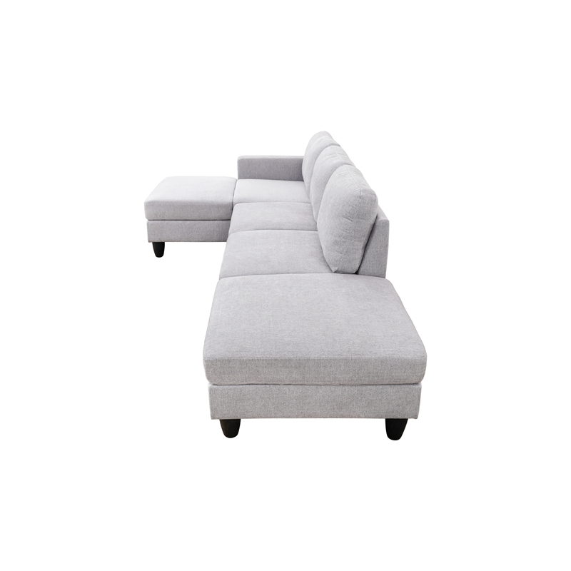 Starhome L Shaped Gray linen fabric 2-Piece Couch Living Room Sofa Set