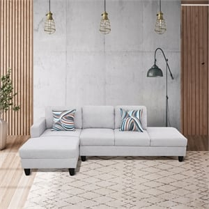 Starhome L Shaped Gray linen fabric 2-Piece Couch Living Room Sofa Set