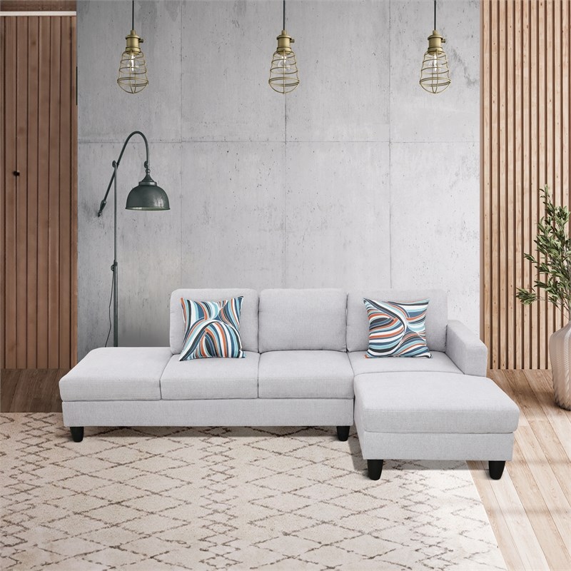 Starhome L Shaped Gray linen fabric 2-Piece Couch Living Room Sofa Set