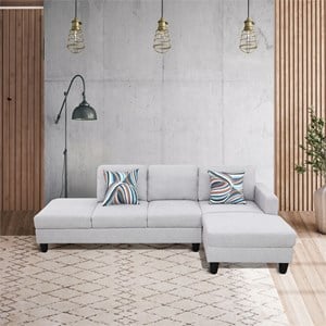 Starhome L Shaped Gray linen fabric 2-Piece Couch Living Room Sofa Set