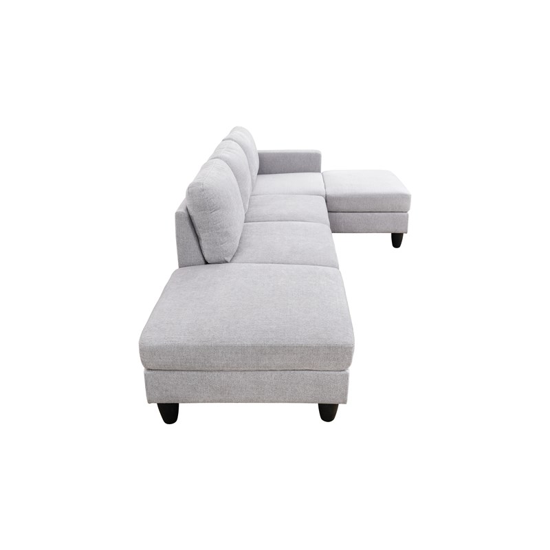 Starhome L Shaped Gray linen fabric 2-Piece Couch Living Room Sofa Set