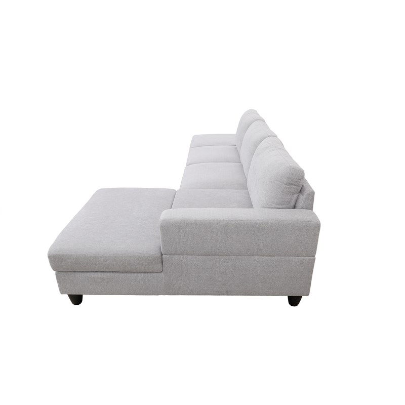 Starhome L Shaped Gray linen fabric 2-Piece Couch Living Room Sofa Set