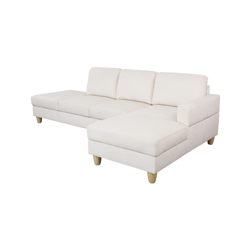 Starhome L Shaped White Microfiber 2-Piece Couch Living Room Sofa Set