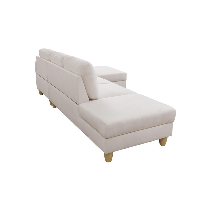 Starhome L Shaped White Microfiber 2-Piece Couch Living Room Sofa Set