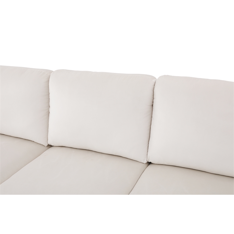 Starhome L Shaped White Microfiber 2-Piece Couch Living Room Sofa Set