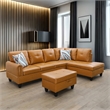 Star Home Living 3-Piece Faux Leather Right Facing Sectional in Rusty Orange