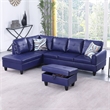 Star Home Living 3-Piece Faux Leather Left Facing Sectional in Navy Blue