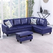 Star Home Living 3-Piece Faux Leather Right Facing Sectional in Navy Blue