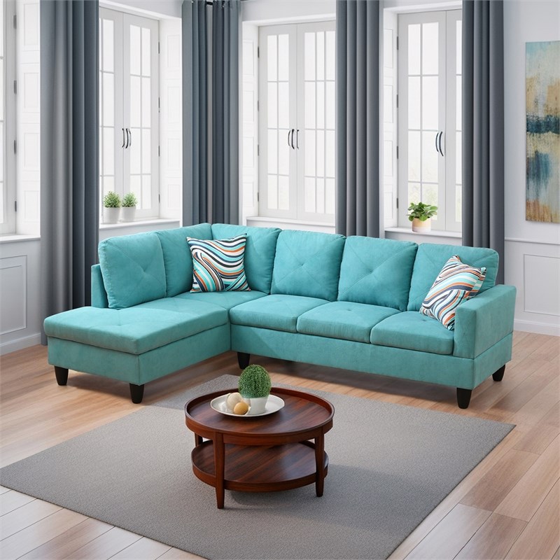 Starhome living La venta 2 piece sectional sofa Ocean Green Material-Flannelette