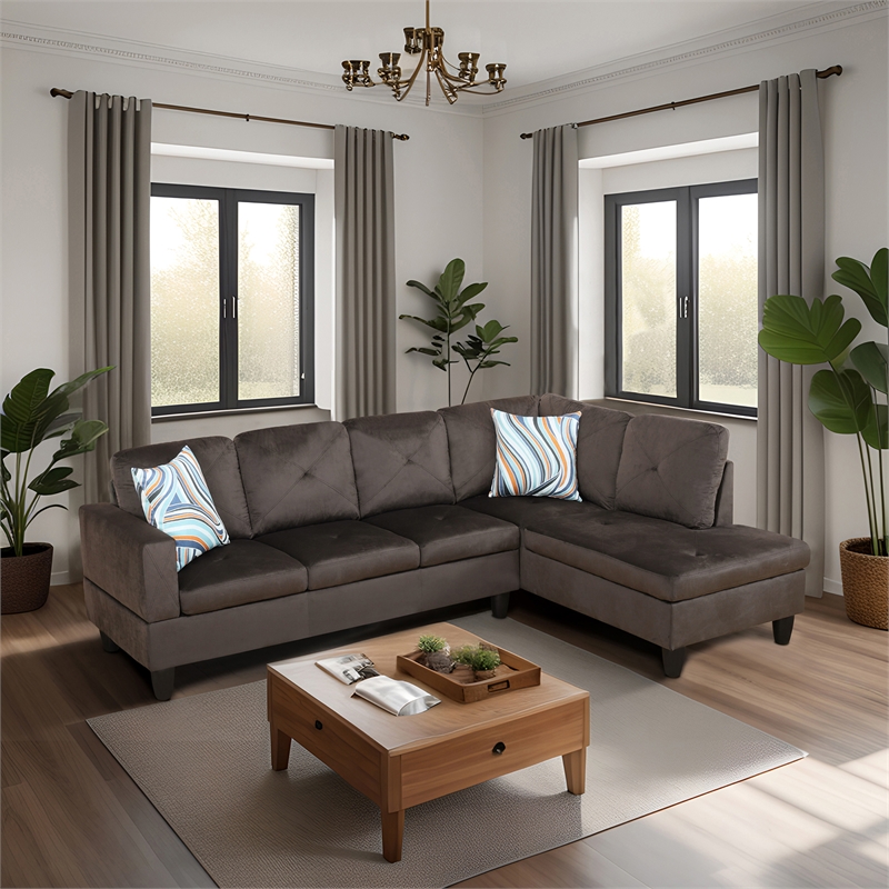 Starhome living La venta 2 piece sectional sofa  Chocolate Material-Microfiber