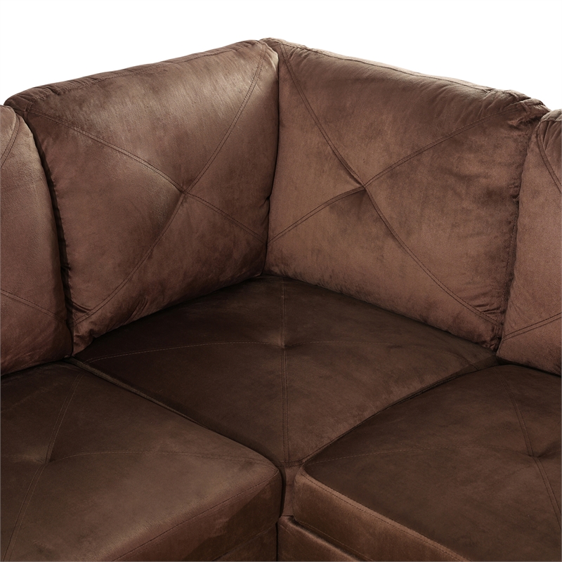 Star Home Living Corp Chris Microfiber Fabric Right Facing Sectional in Espresso