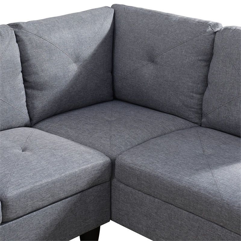 Star Home Living Corp Chris Microfiber Fabric Right Facing Sectional Grey Color