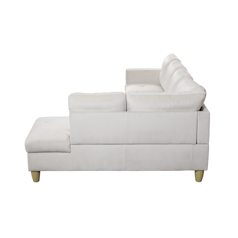 Star Home Living Corp Chris Microfiber Fabric Right Facing Sectional White Color